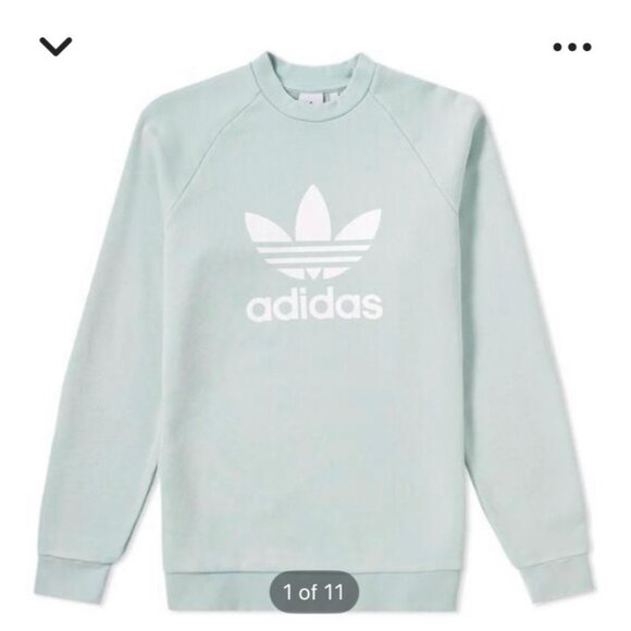 Adidas Trefoil Logo Size Large Sage Green Sweatshirt Retail $102 - Picture 1 of 6